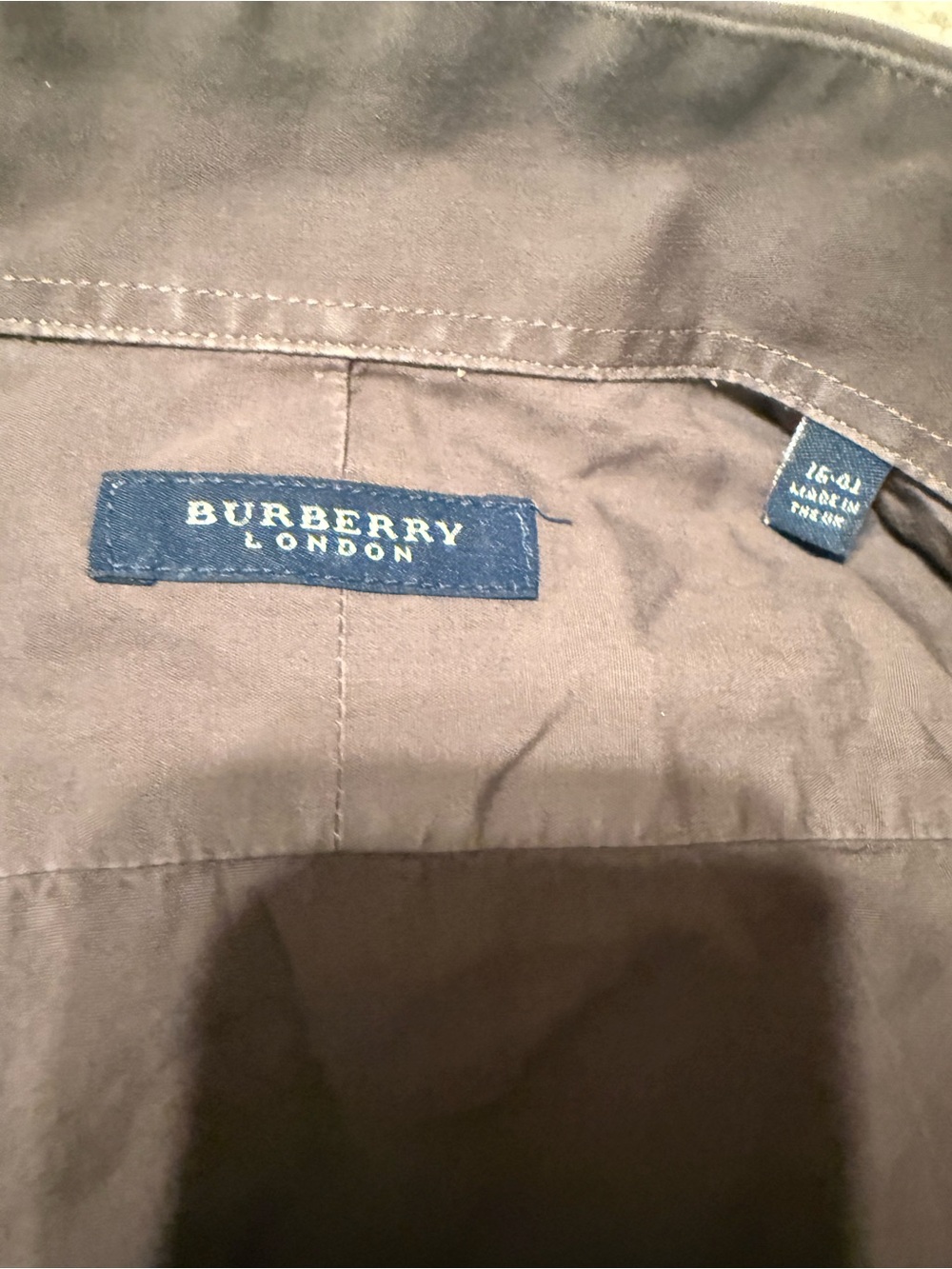 Vintage Burberry London Dress Shirt Brown Long Sleeve Made in UK 100% Cotton - Picture 3 of 4